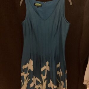 Sky blue and white dress